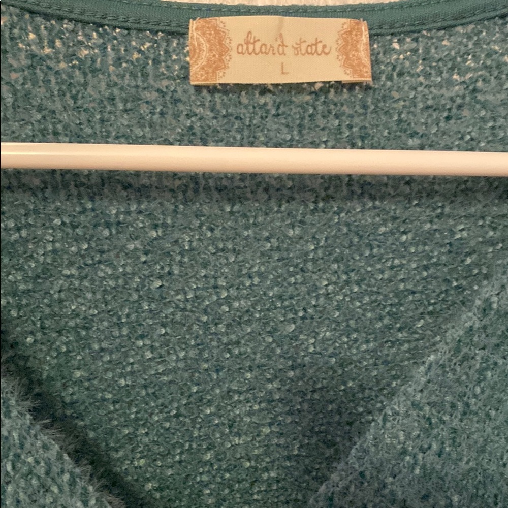Altar'd State Green Long Sleeve Ruched Crop Blouse - Picture 2 of 3